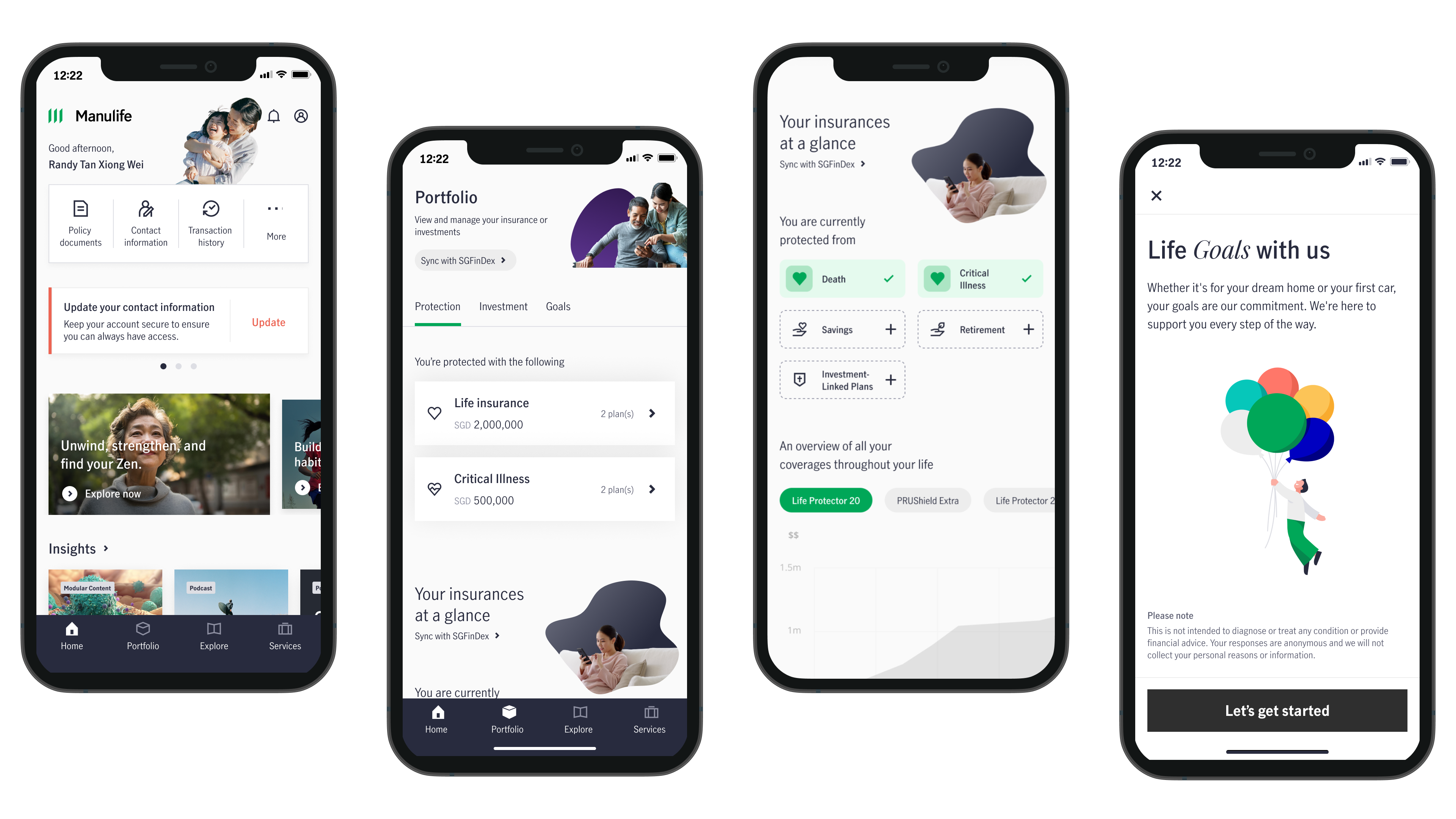 Manulife App experience screens