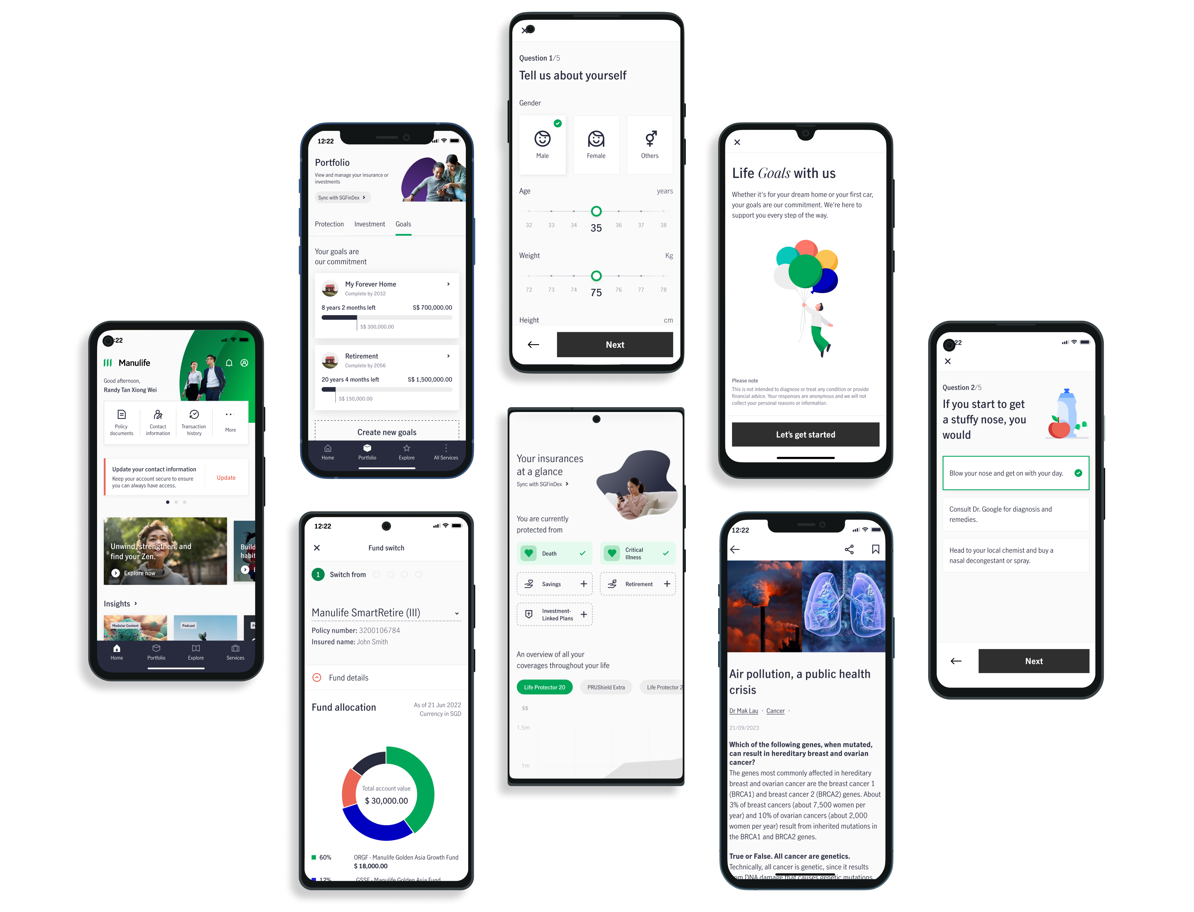 Manulife policy management screens